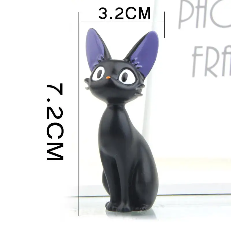 Figurki czarnych kotów z żywicy w stylu anime Jasnoszary