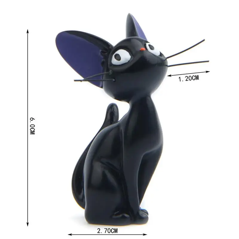 Figurki czarnych kotów z żywicy w stylu anime Jasnozielony