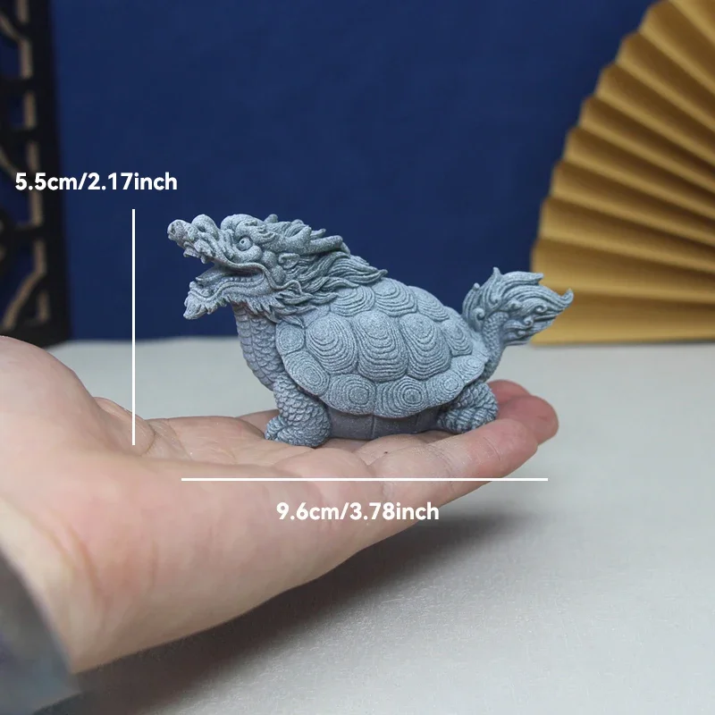 Figurki feng shui z kamienia — smok, słoń, lew do doniczki i akwarium Jasnożółty