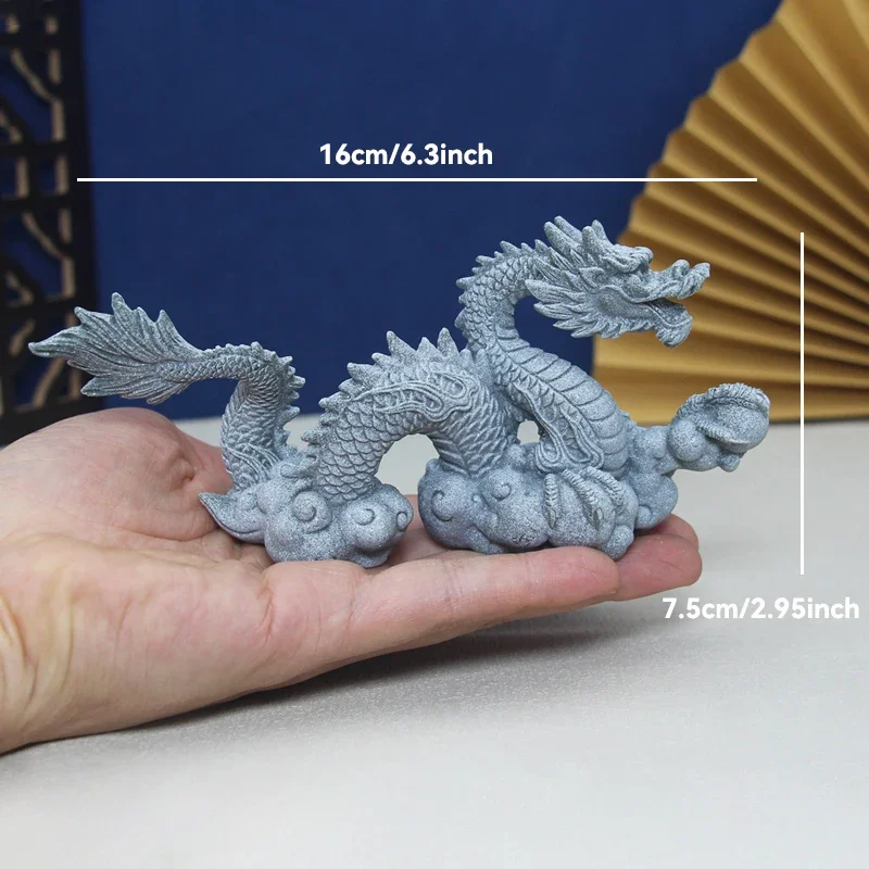 Figurki feng shui z kamienia — smok, słoń, lew do doniczki i akwarium Mokry