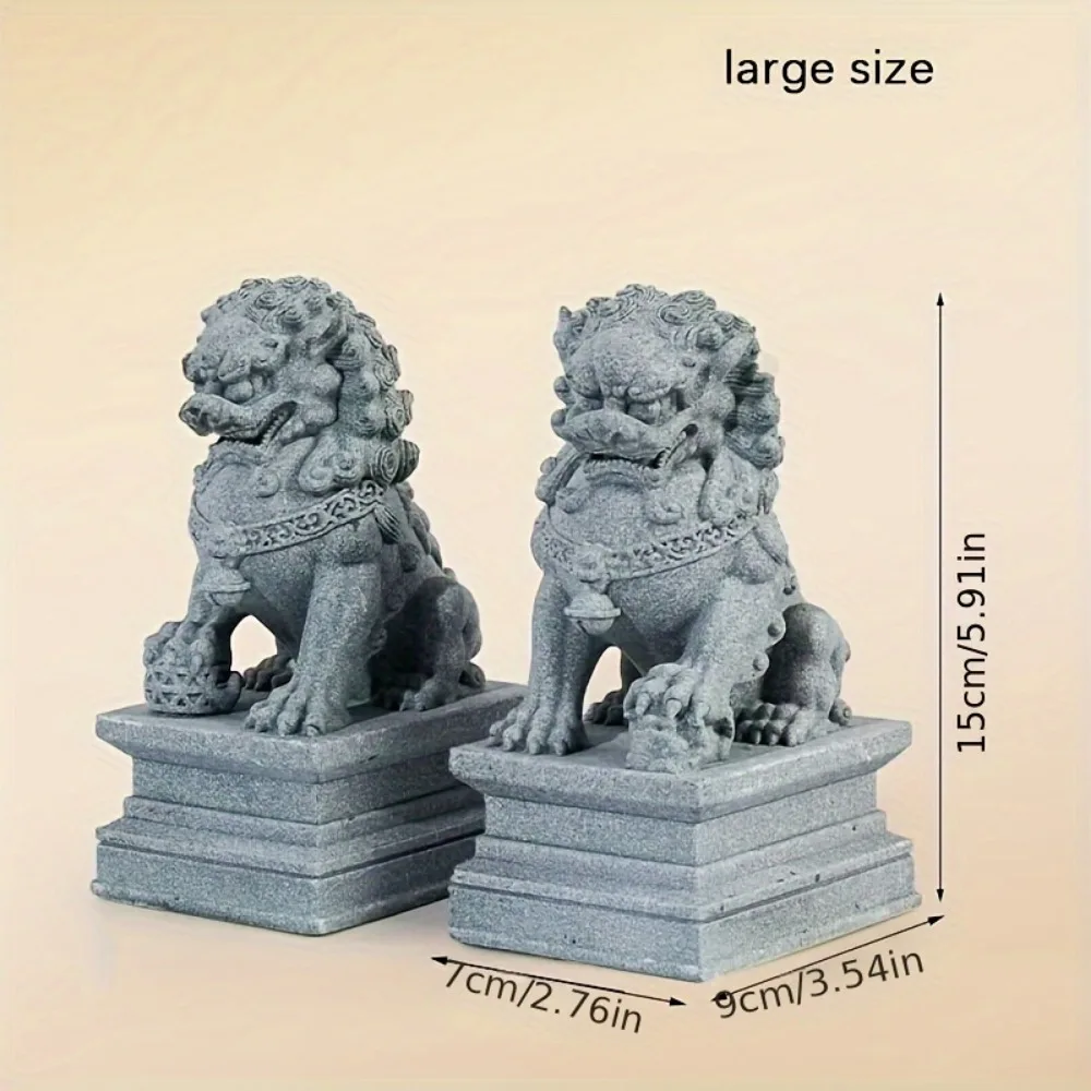Figurki lwów Fu Feng Shui - para strażników Jasnożółty
