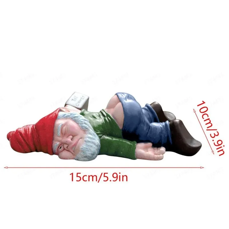 Figurki pijanych krasnali ogrodowych 15 cm Zielony
