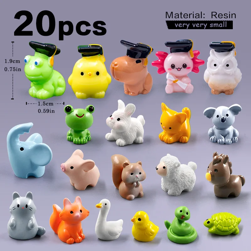 Miniaturowe figurki zwierząt 20 szt. – ozdoby do ogrodu wróżek Głęboki niebieski