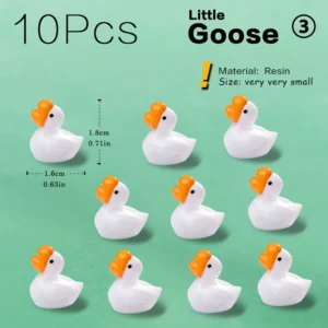 Miniaturowe figurki zwierząt do ogrodu wróżek 10 szt. Kremowo biała