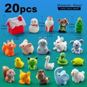 Figurki zwierzątka miniatury, zestaw 20 szt. do ogrodu wróżek Small animal c