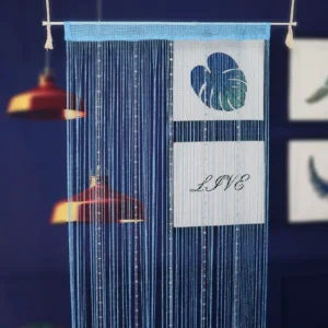 Firanka koralikowa sznurkowa z kryształkami 100x200 cm — separator wnętrz Jasnoszary