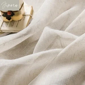 Firanka lniana translucent z ochroną UV do sypialni i salonu Biały