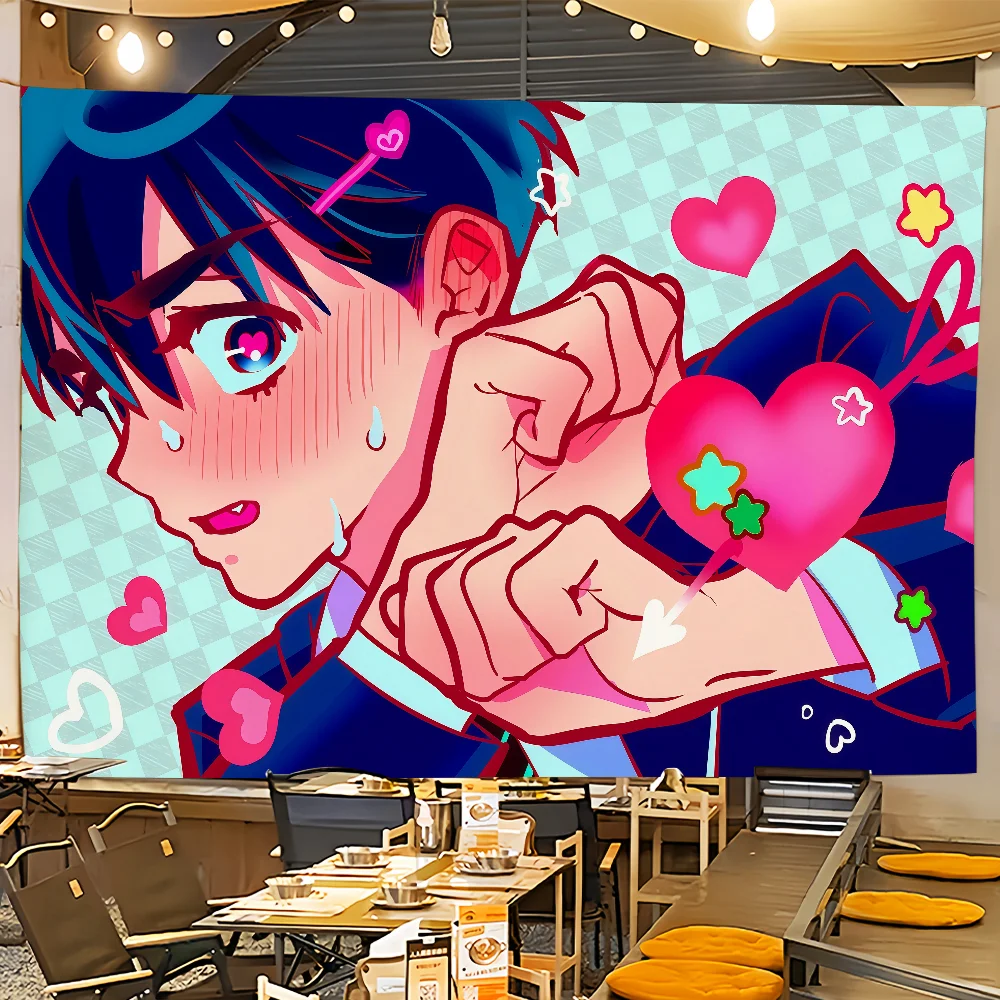 Flaga dekoracyjna z motywem anime manga — do pokoju i imprez Niebiesko biały paska