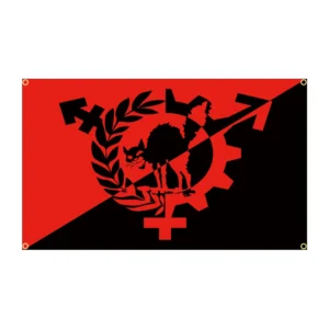 Flaga czarny kot anarchia 90x150 cm poliestrowa dekoracja pokoju Niebiesko biały paska