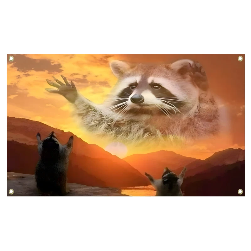 Flaga dekoracyjna z szopem na tle zachodu słońca