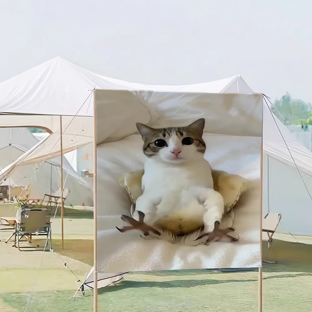 Flaga z kotem-sową Meowl - dekoracja na piknik i imprezę Kamuflaż