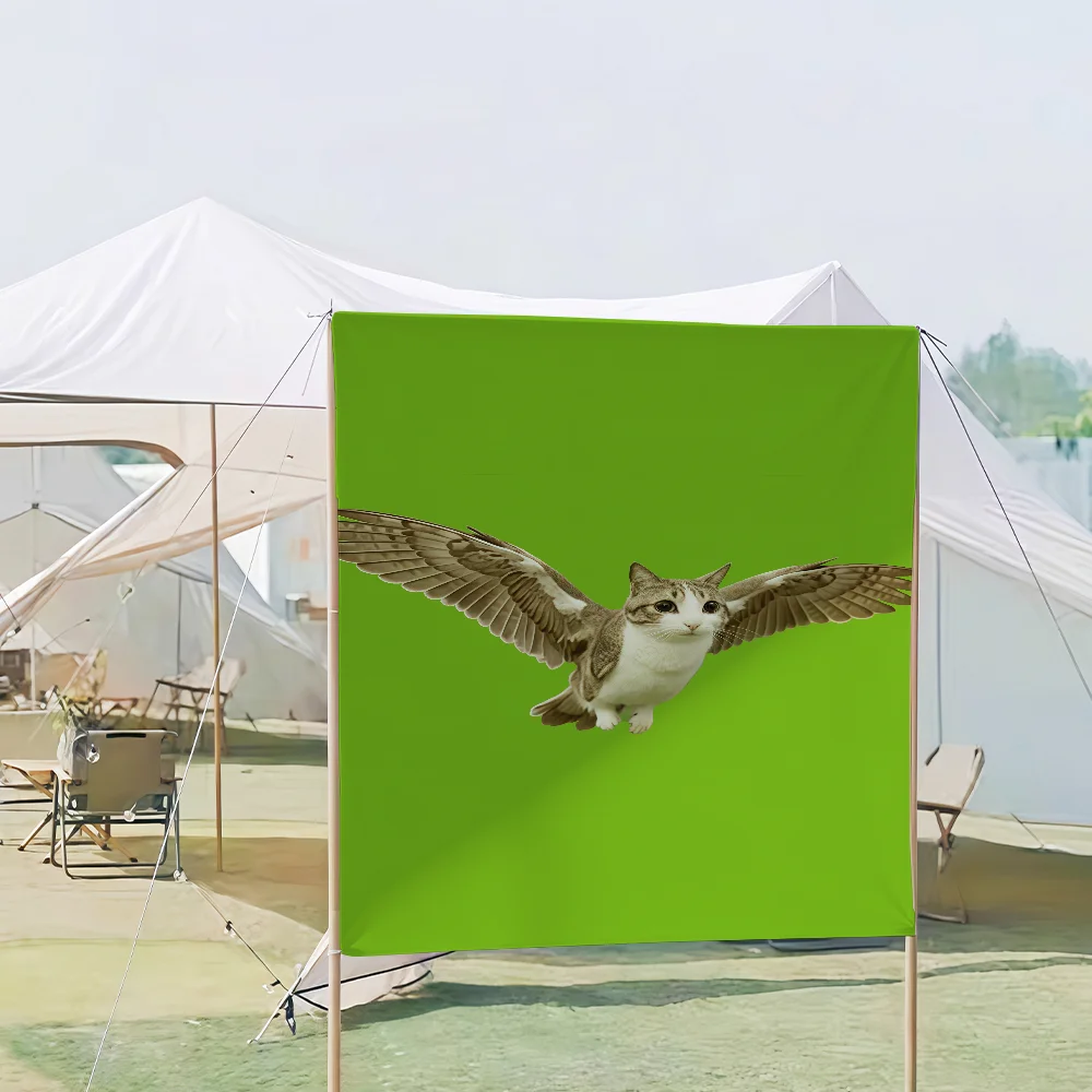 Flaga z kotem-sową Meowl - dekoracja na piknik i imprezę Kolor piaskowy