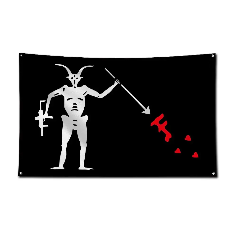 Flaga dekoracyjna z motywem piratów — poliester 90x150 cm Czarny