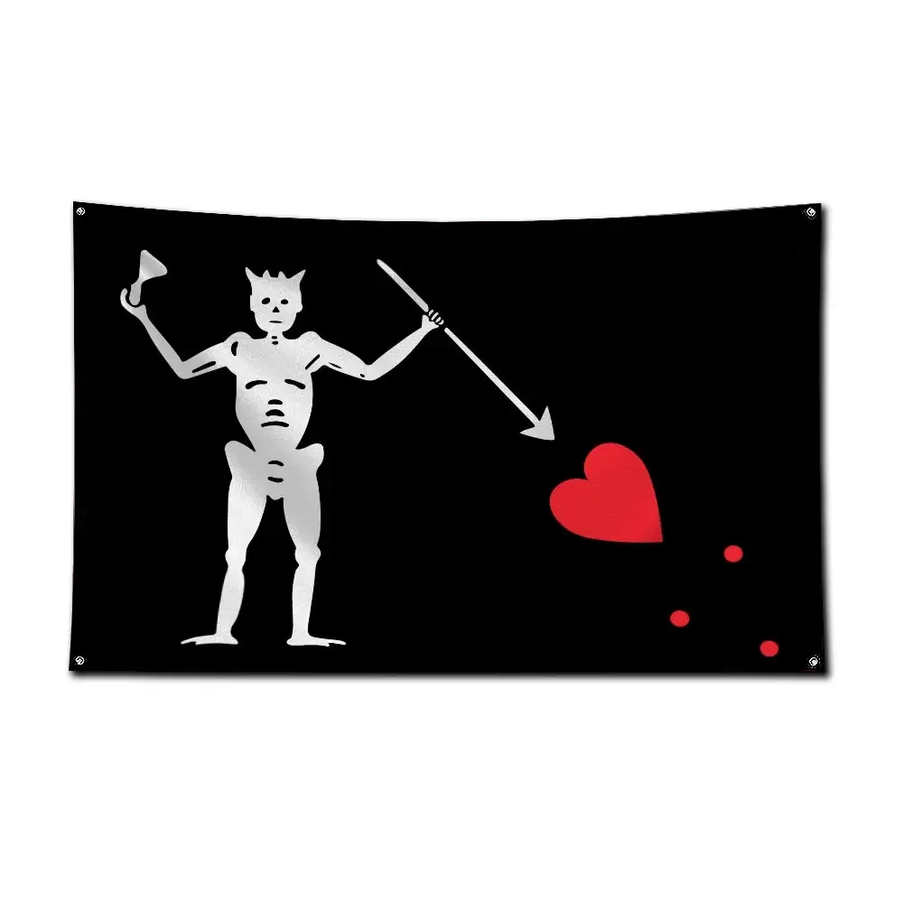 Flaga dekoracyjna z motywem piratów — poliester 90x150 cm Czerwony