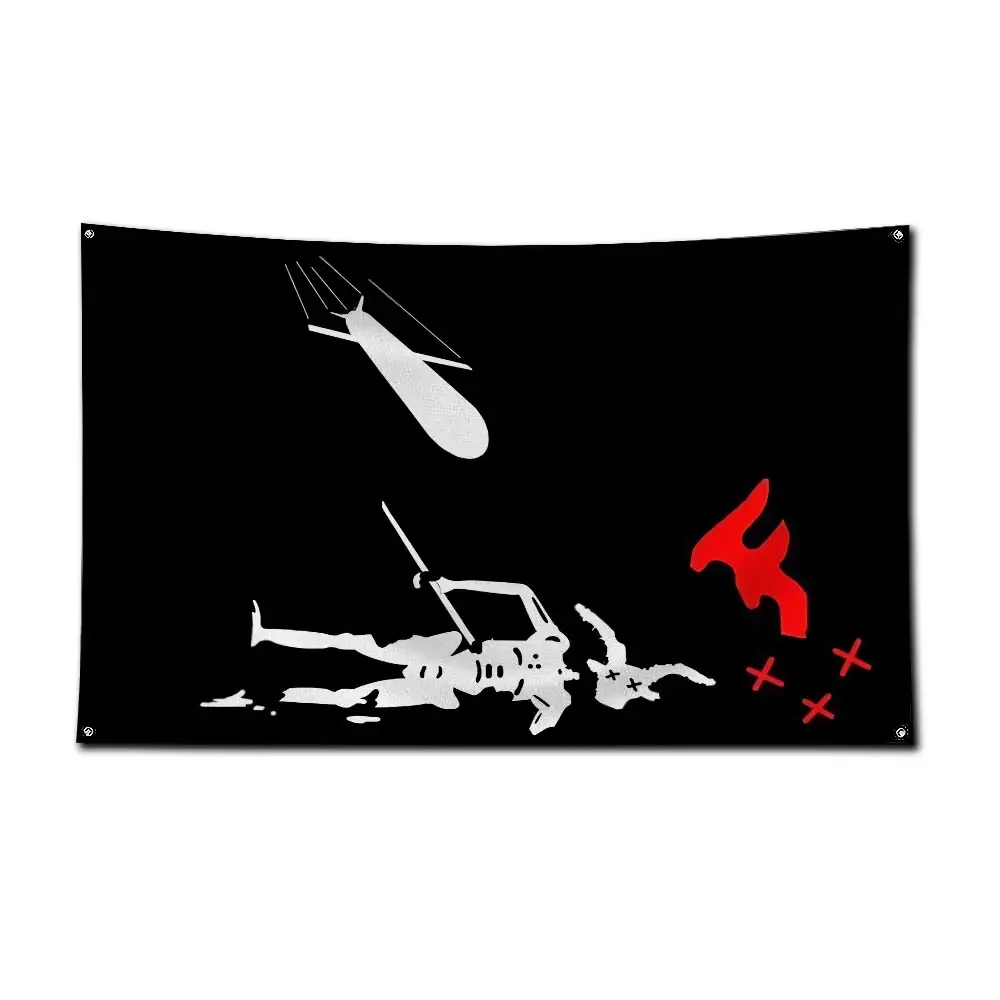 Flaga dekoracyjna z motywem piratów — poliester 90x150 cm Niebieski