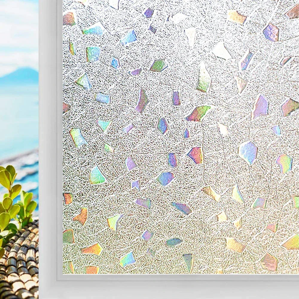 Folia okienna 3D mozaika tęczowa prywatność izolacja UV do domu Brązowy