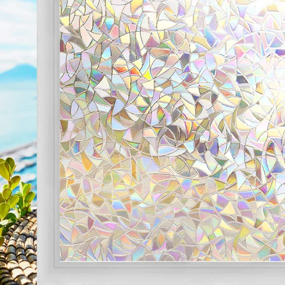 Folia okienna 3D mozaika tęczowa prywatność izolacja UV do domu Zielony