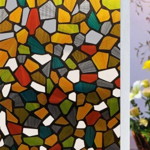 Kwiatowa folia okienna witrażowa 3D do dekoracji i ochrony prywatności Jasny
