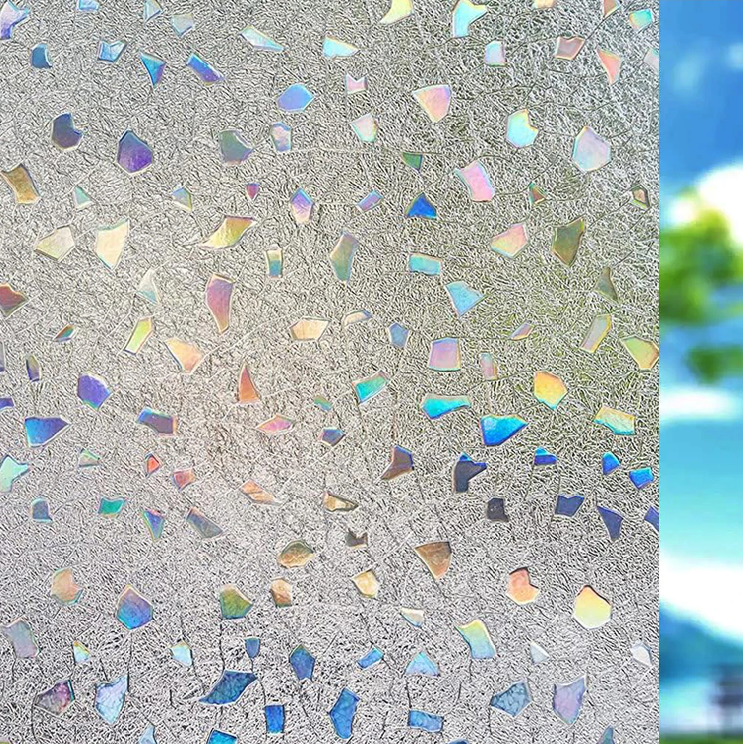 Tęczowa folia okienna Rainbow – dekoracyjna, statyczna, bez kleju, szerokość 75/90 cm Biały