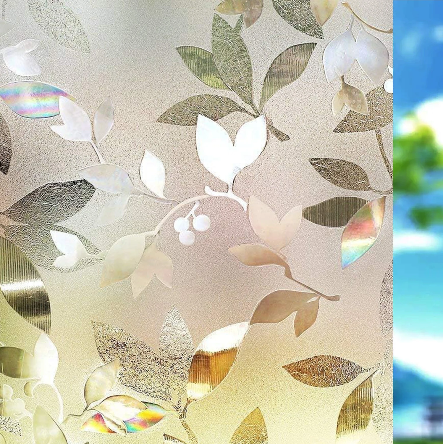 Tęczowa folia okienna Rainbow – dekoracyjna, statyczna, bez kleju, szerokość 75/90 cm Brązowy