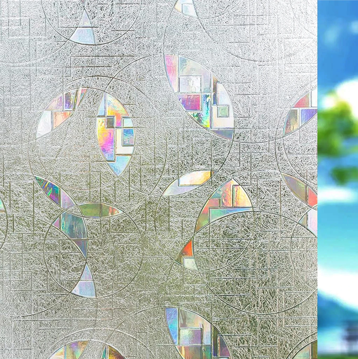 Tęczowa folia okienna Rainbow – dekoracyjna, statyczna, bez kleju, szerokość 75/90 cm Srebrny