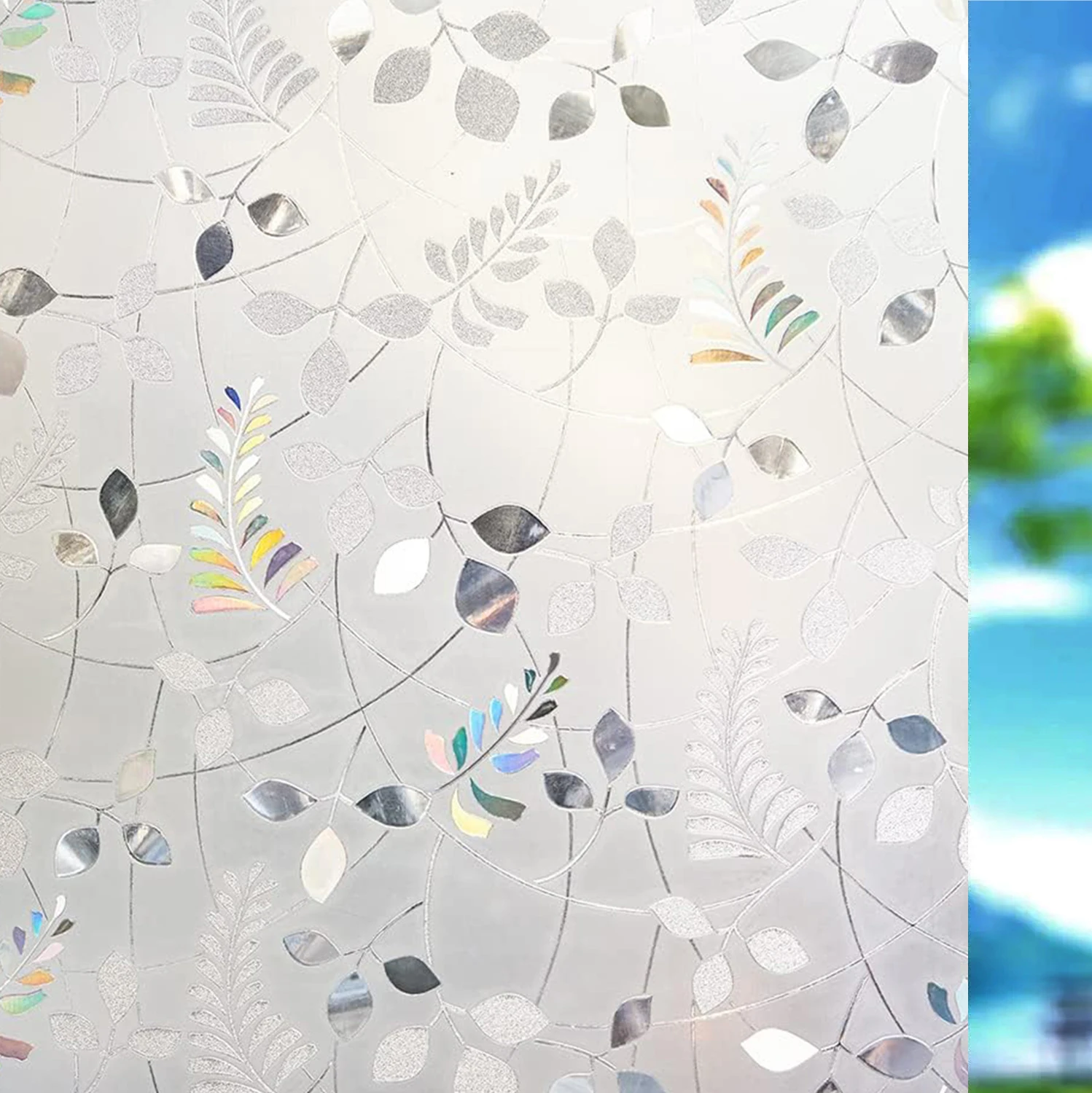 Tęczowa folia okienna Rainbow – dekoracyjna, statyczna, bez kleju, szerokość 75/90 cm Szary