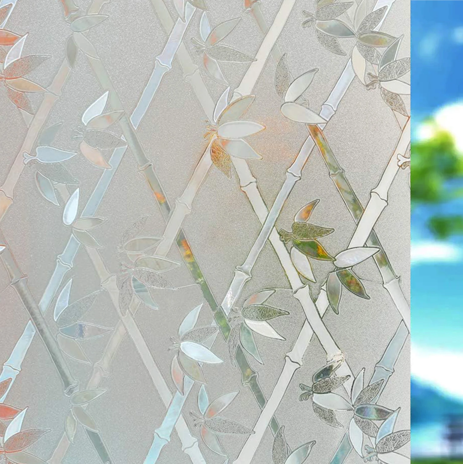 Tęczowa folia okienna Rainbow – dekoracyjna, statyczna, bez kleju, szerokość 75/90 cm Złoto