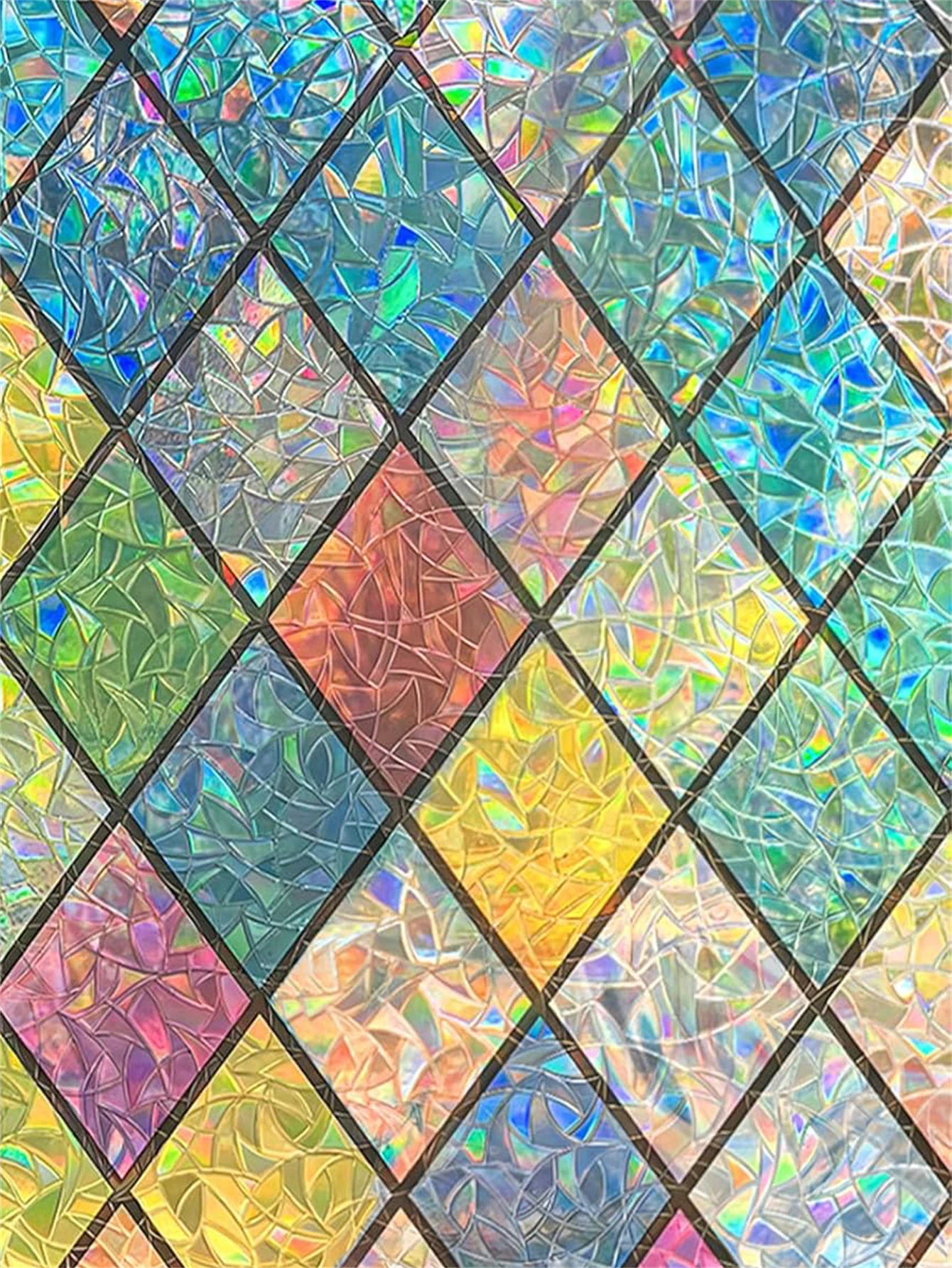 Folia okienna tęczowa efekt witrażu bez kleju wielokrotny użytek Wielo