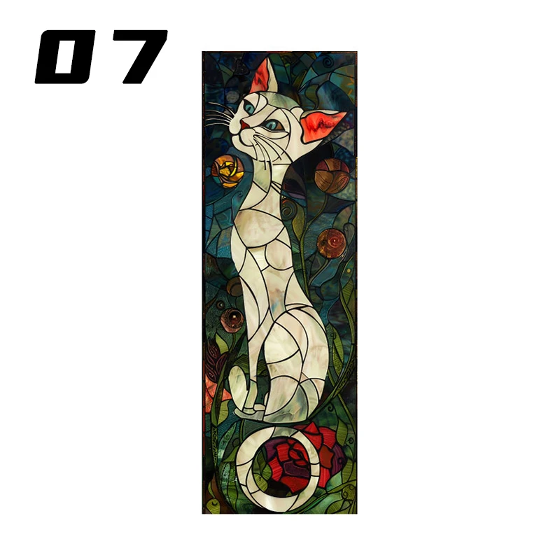 Folia witrażowa samoprzylepna z kotami na okno — styl retro Szary