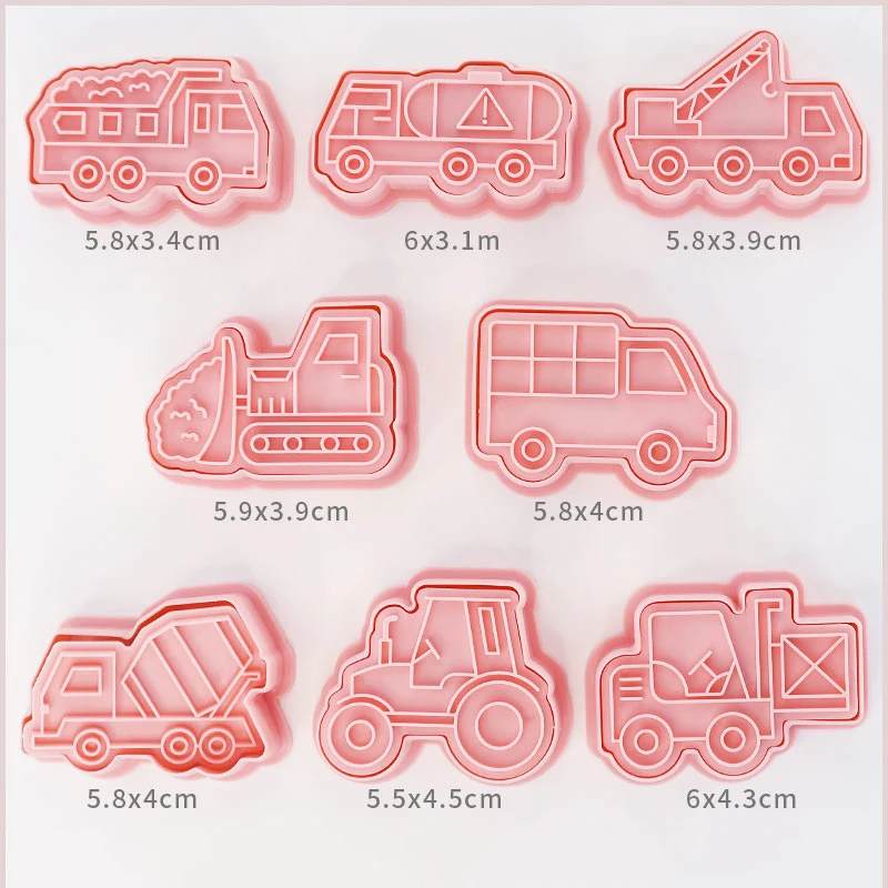Foremki do ciastek pojazdy budowlane zestaw 8 sztuk 3D Transport c