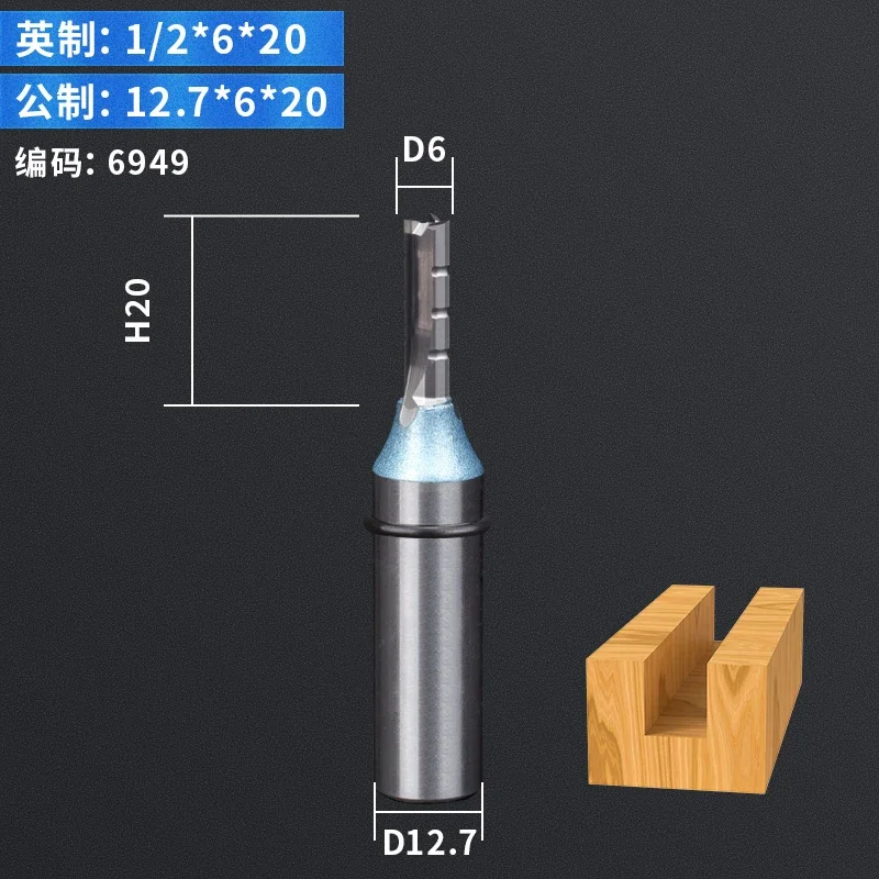 Frez prosty TCT do drewna, uchwyt 12,7 mm 12.7x6x20