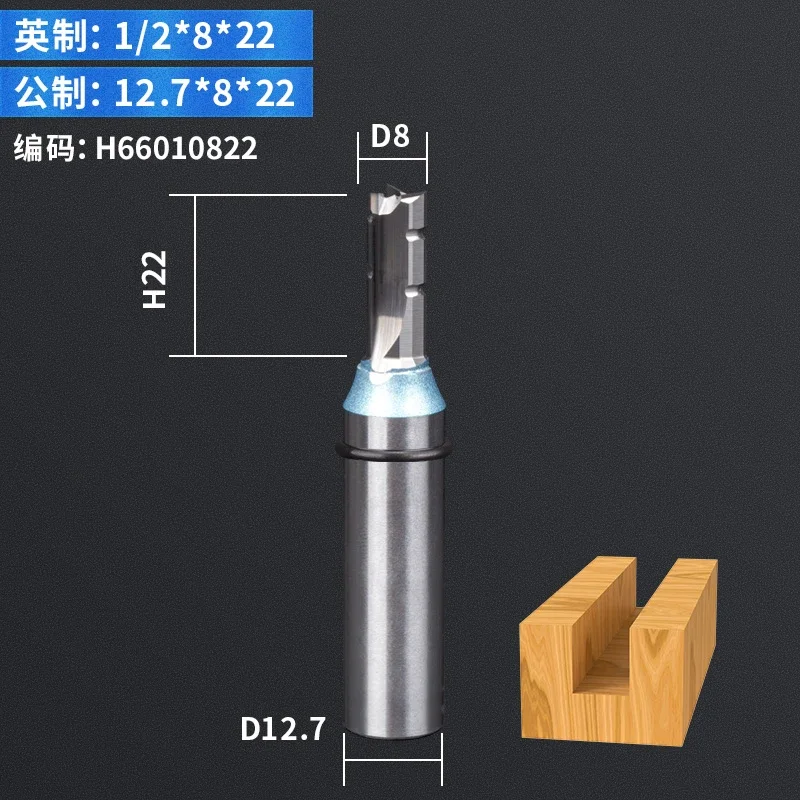Frez prosty TCT do drewna, uchwyt 12,7 mm 12.7x8x22