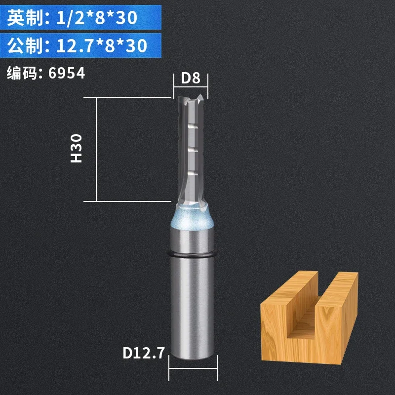 Frez prosty TCT do drewna, uchwyt 12,7 mm 12.7x8x30