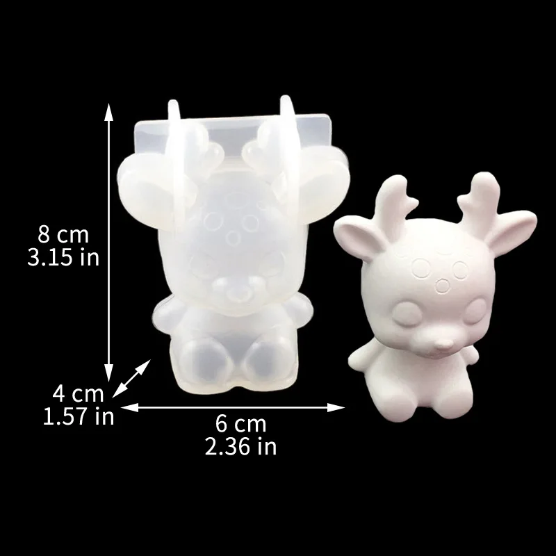 Geometryczna forma silikonowa 3D - kot, jeleń, miś Khaki