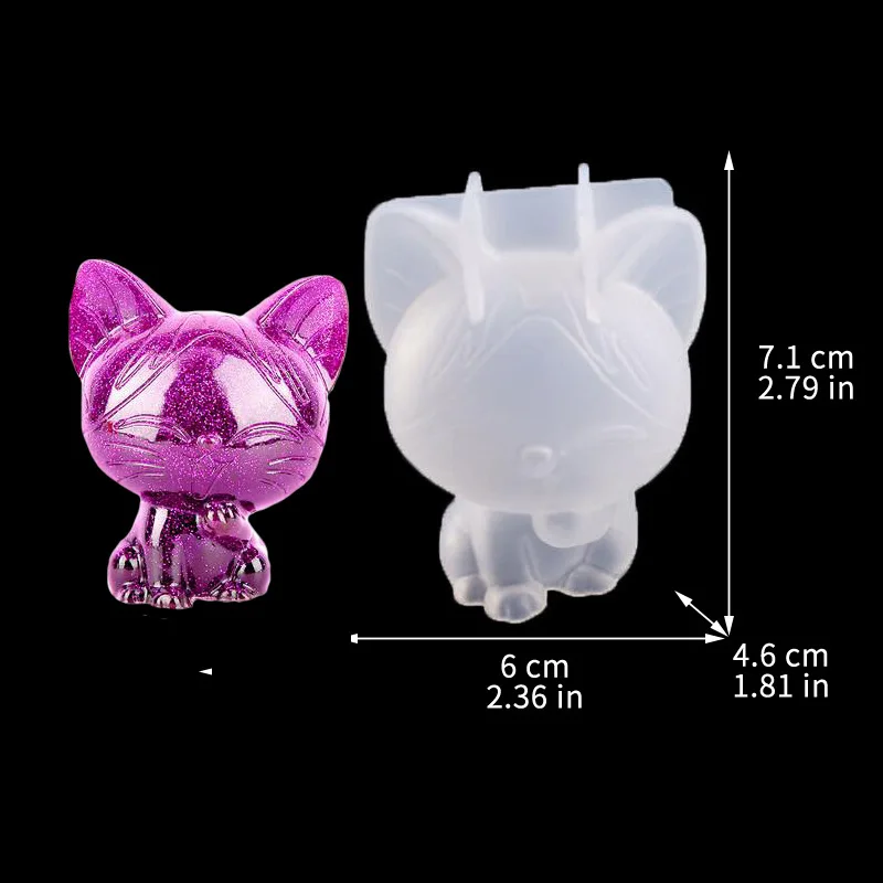 Geometryczna forma silikonowa 3D - kot, jeleń, miś Różowy