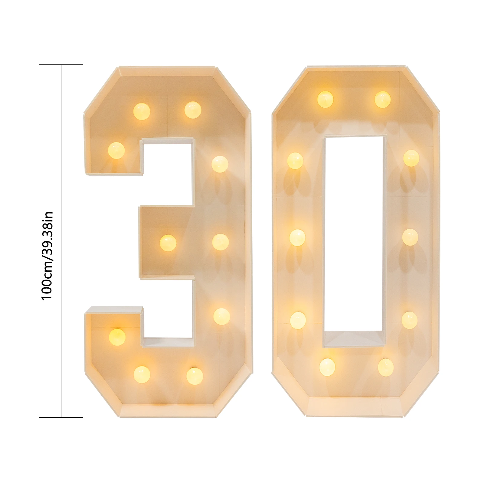 Gigantyczne cyfry LED 100 cm DIY na urodziny i rocznicę 30