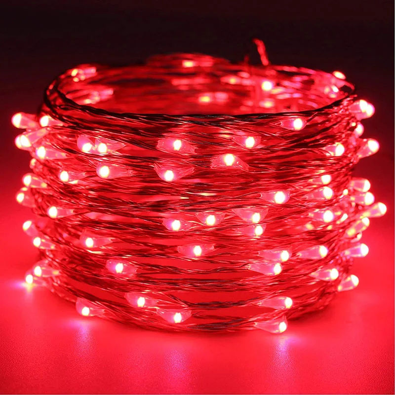 Girlanda LED na baterie i USB 5–10 m do domu i ogrodu Czerwony