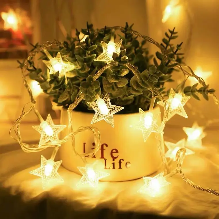 Girlanda LED z kryształowymi kulkami na baterie Star warm