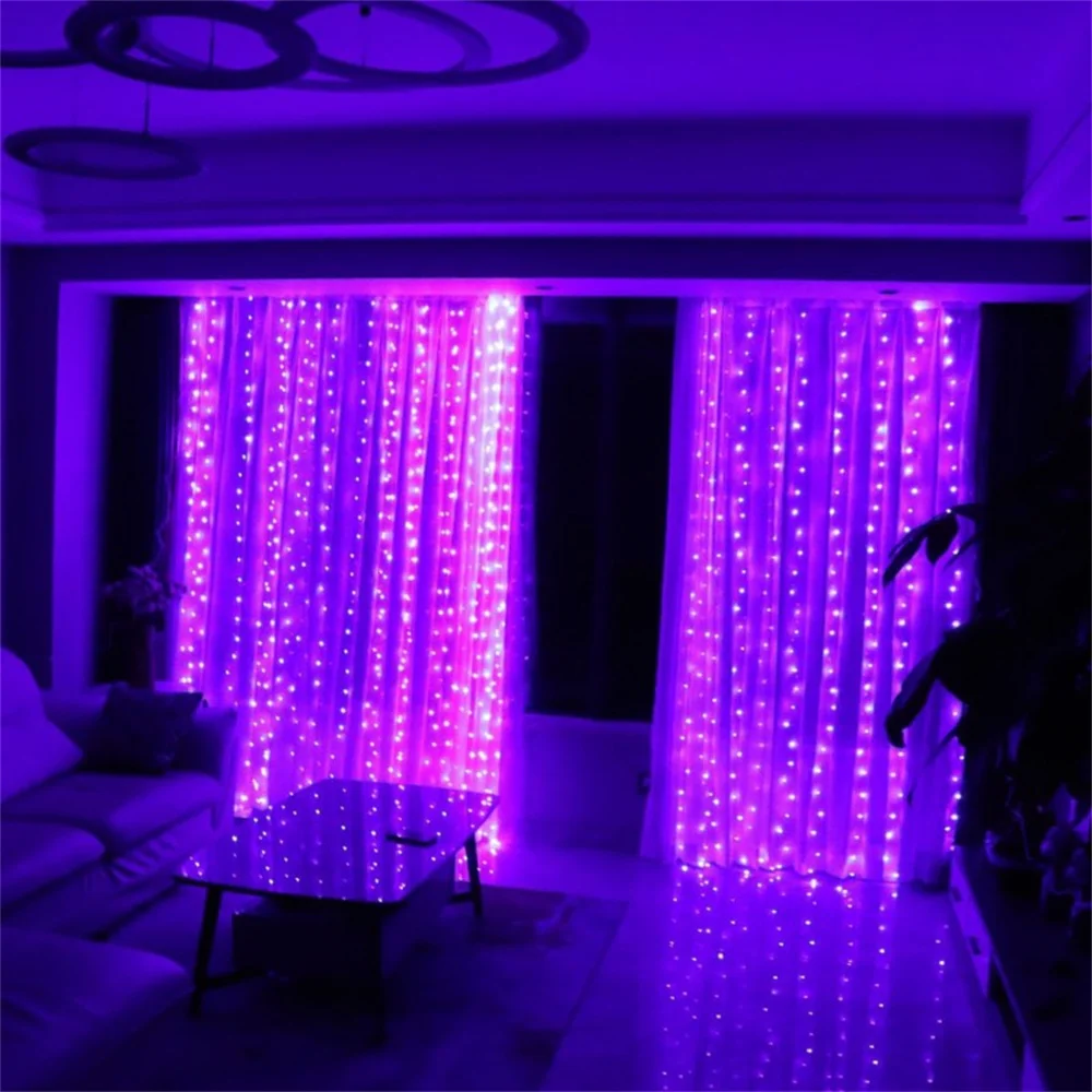 Girlanda LED USB z kurtyny świetlnej — 8 trybów, ciepłe i kolorowe LED Biały