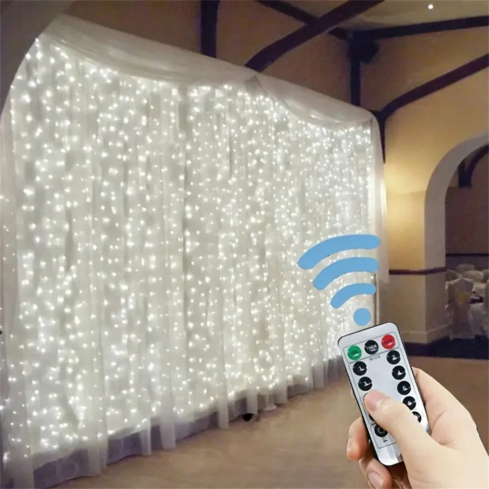 Girlanda LED USB z kurtyny świetlnej — 8 trybów, ciepłe i kolorowe LED Zmienny