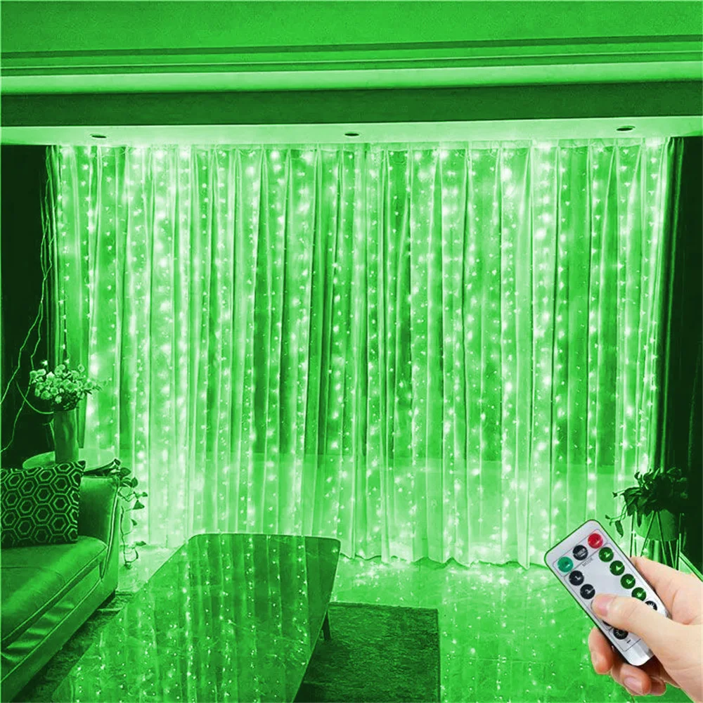 Girlanda LED USB z kurtyny świetlnej — 8 trybów, ciepłe i kolorowe LED żółty