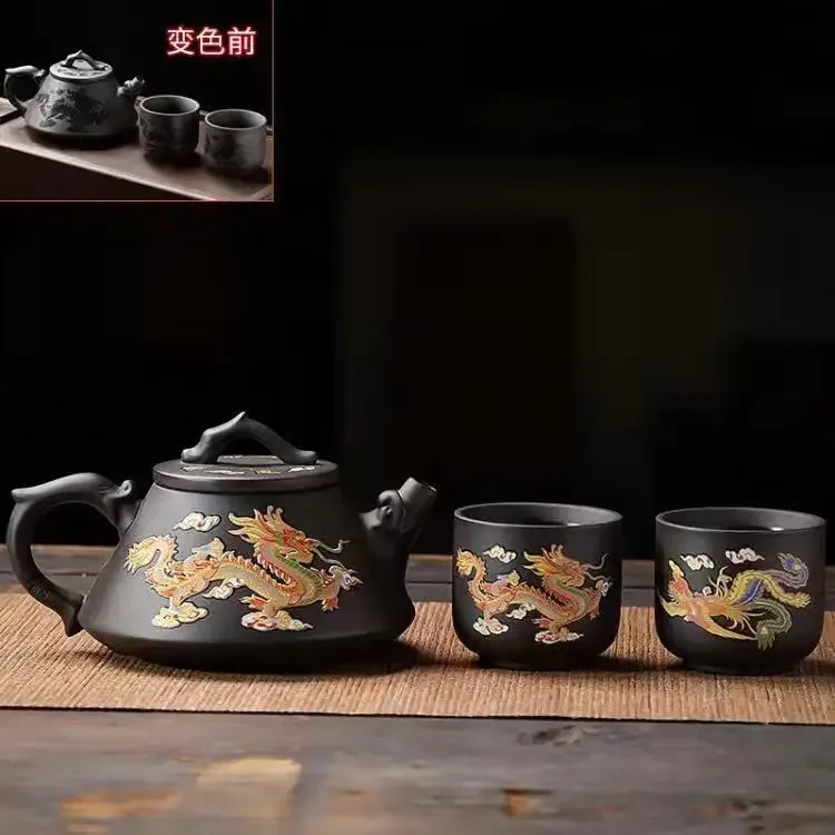 Gliniany czajniczek Zisha Xishi do herbaty Kung Fu Błękitny