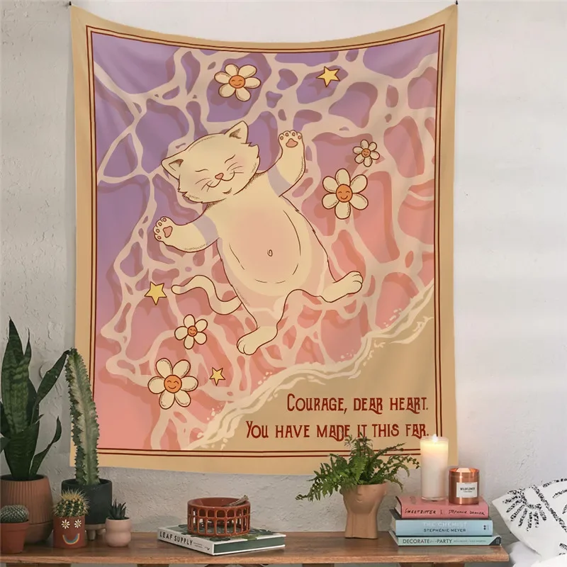 Gobelin boho z motywem tarota do powieszenia na ścianie Jasnozielony