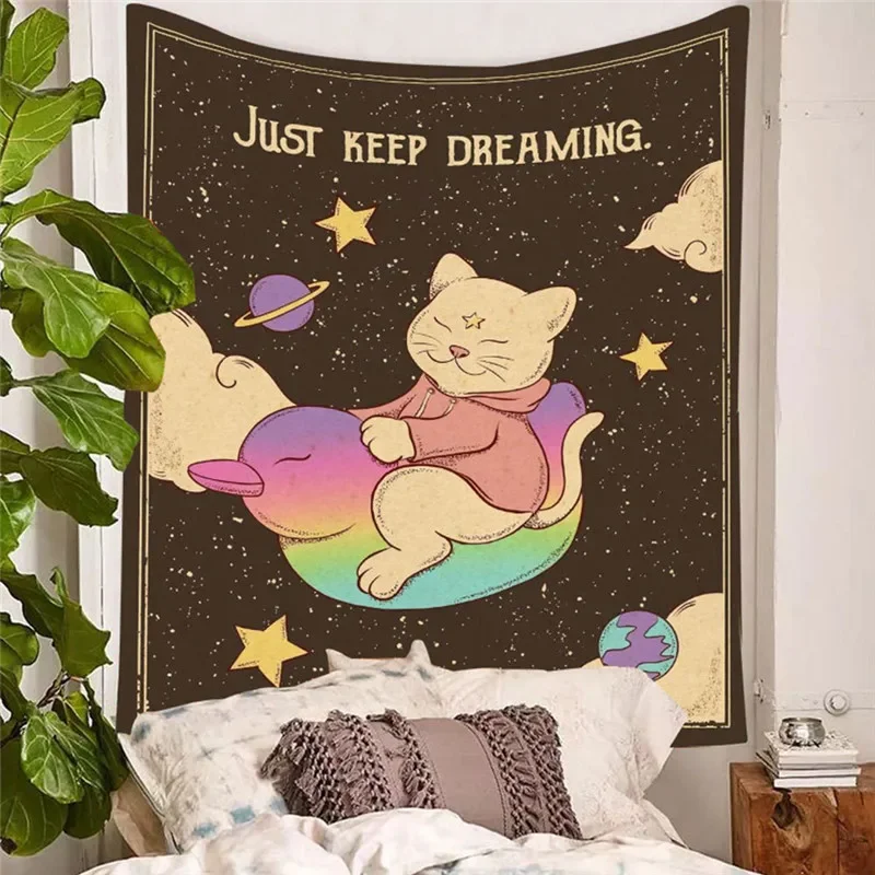 Gobelin boho z motywem tarota do powieszenia na ścianie Zielony
