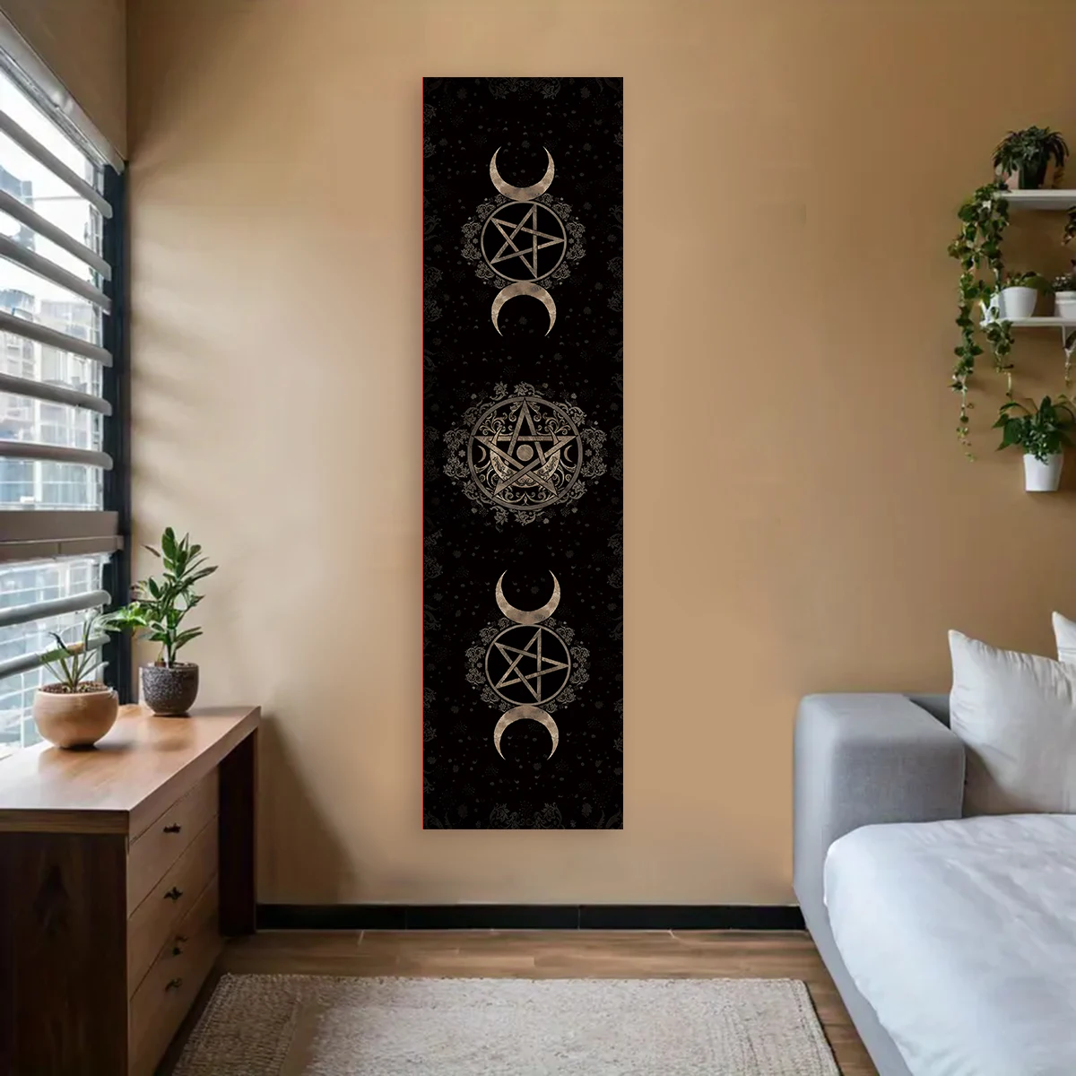 Gobelin gothic Słońce Księżyc motyle dekoracja ścienna Fioletowy/фиолетовый