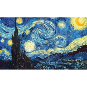 Gobelin Gwiaździsta Noc Van Gogh do pokoju Niebiesko biały paska