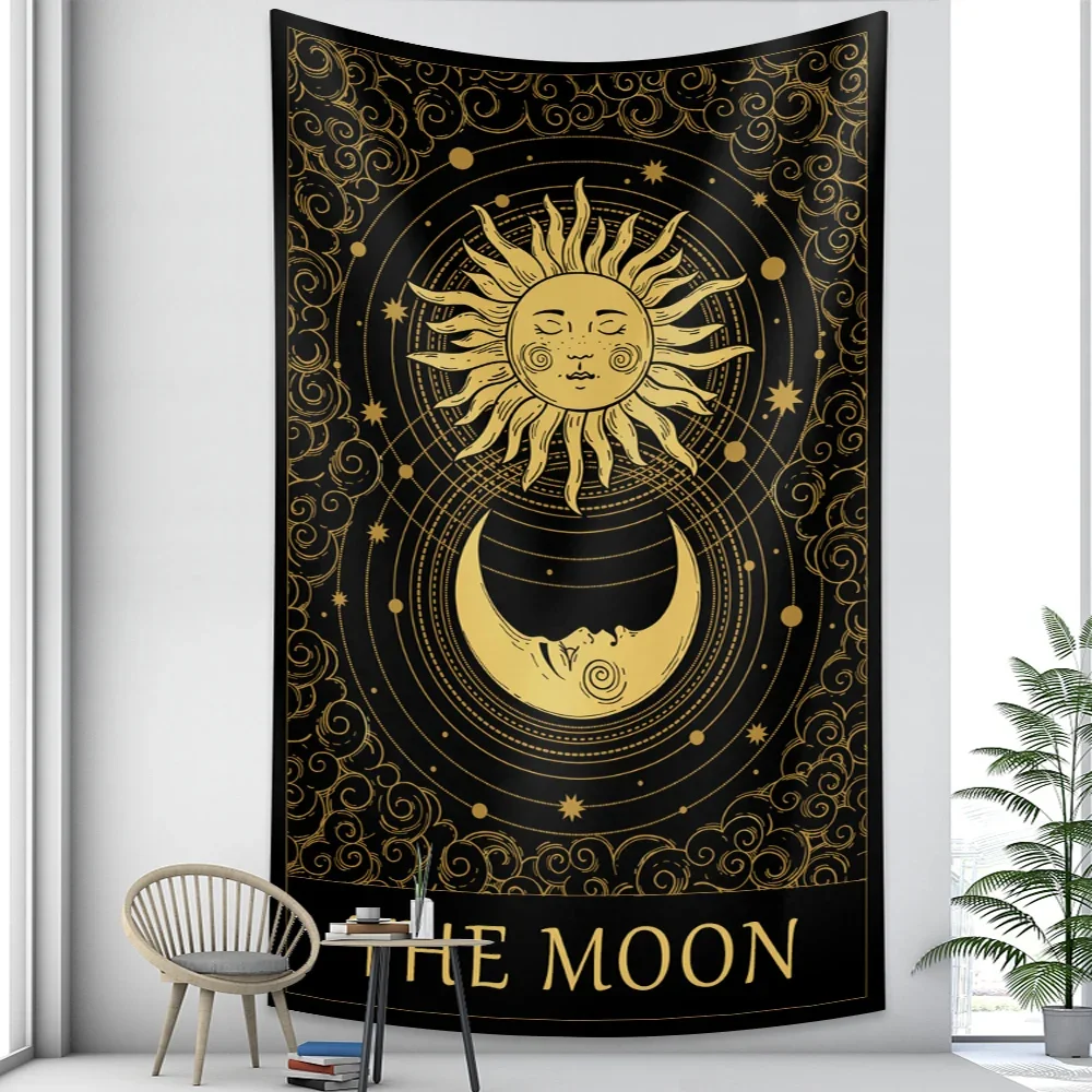 Gobelin mandala w stylu boho — indie tapeta na ścianę Czarny