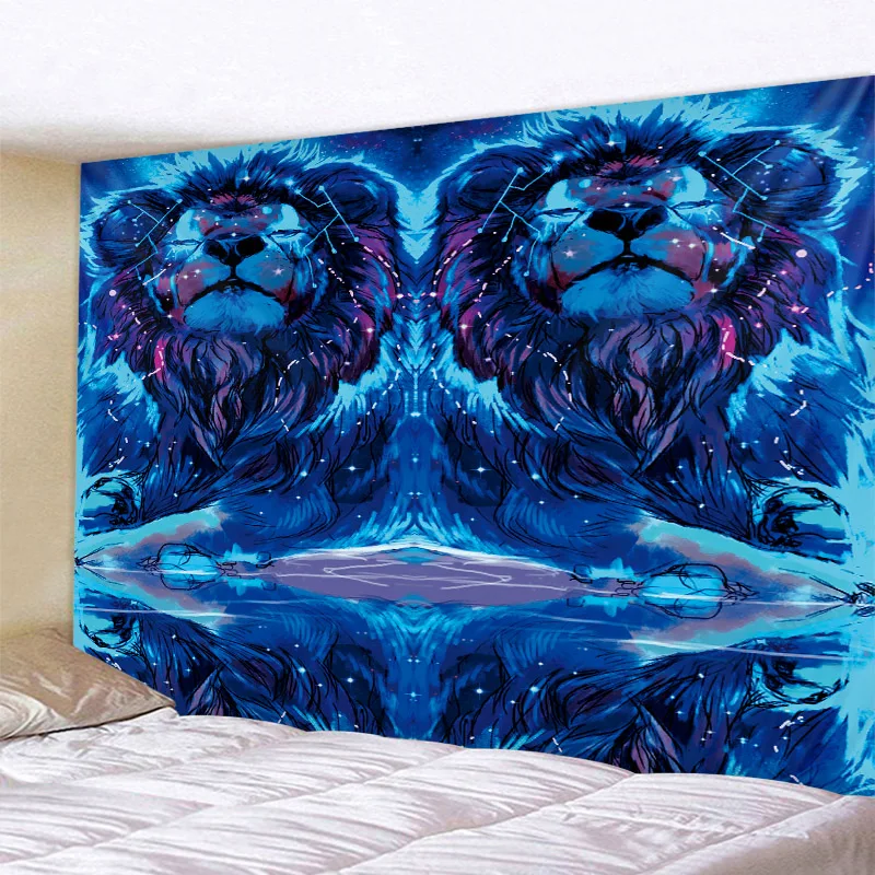 Gobelin mandala dzikie zwierzęta – lew tygrys leopard dekoracja boho Kolor