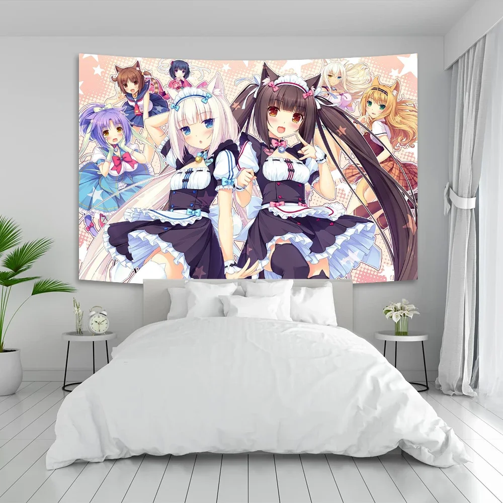 Gobelin ścienny Anime Nekoparas Kawaii — plakat tkaninowy do sypialni Kolor