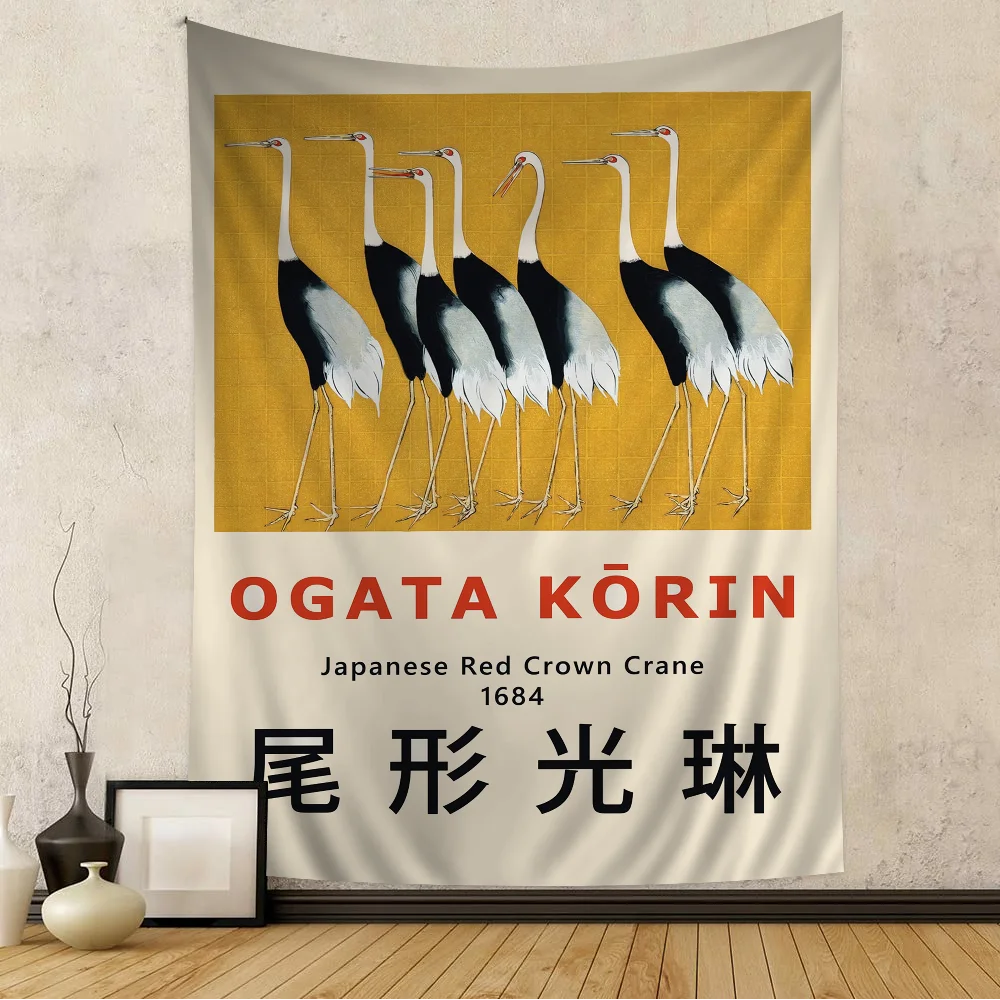 Gobelin ścienny japoński Hokusai sztuka dekoracja salonu Ciemny szary